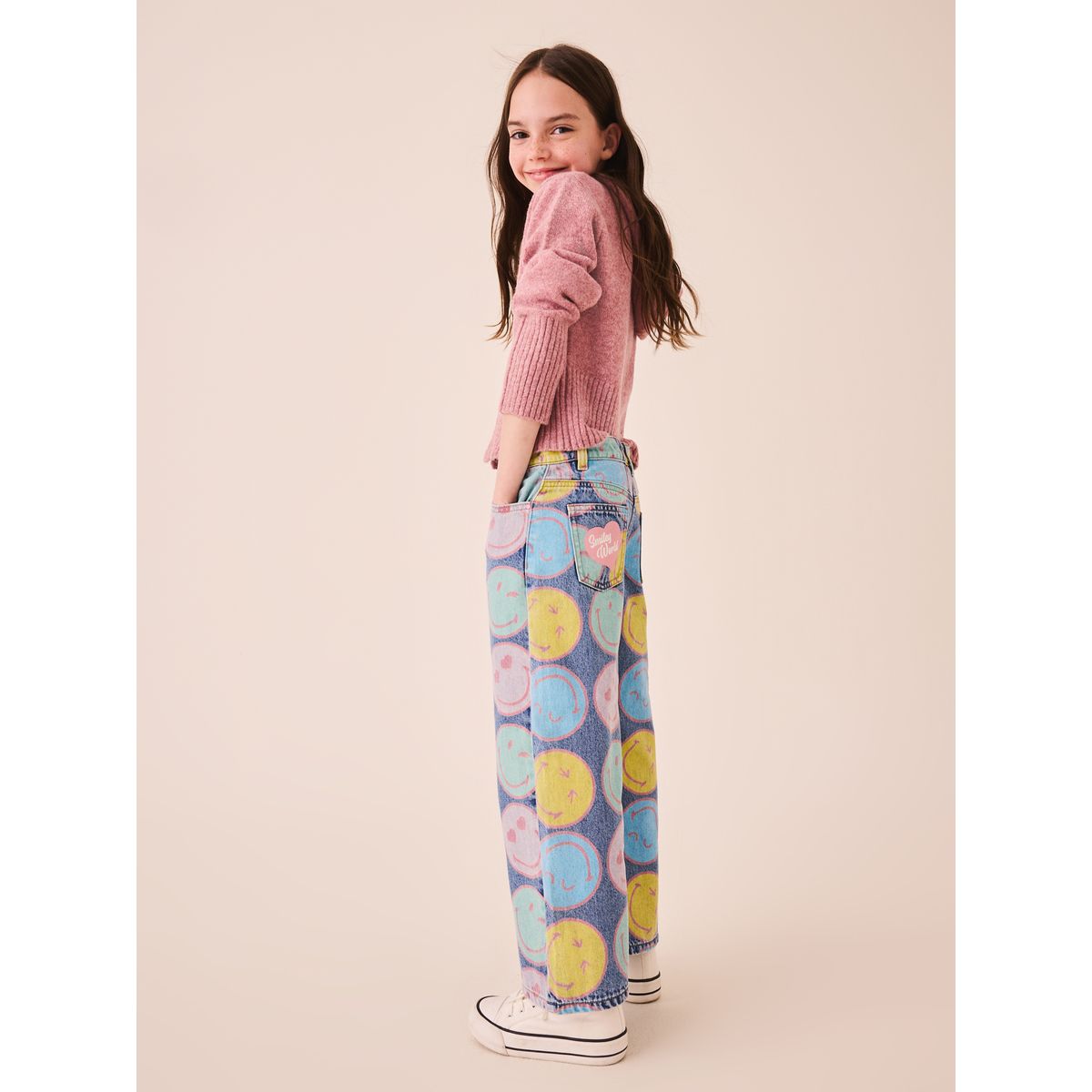 Jean large imprimé smileyworld® bleu moyen, NEXT