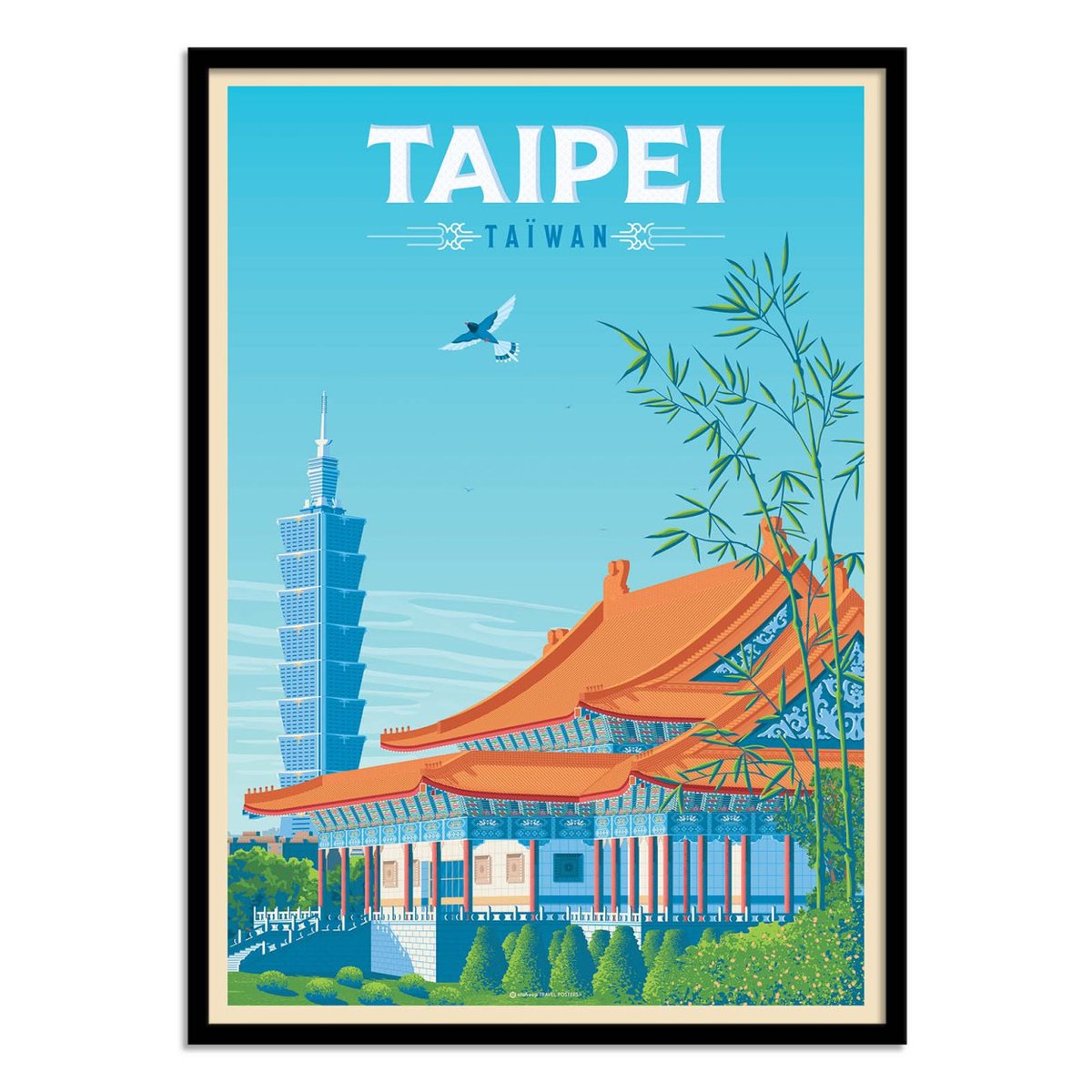 Affiche d'art - Taipei Taiwan - Olahoop Travel Posters couleur unique, WALL EDITIONS