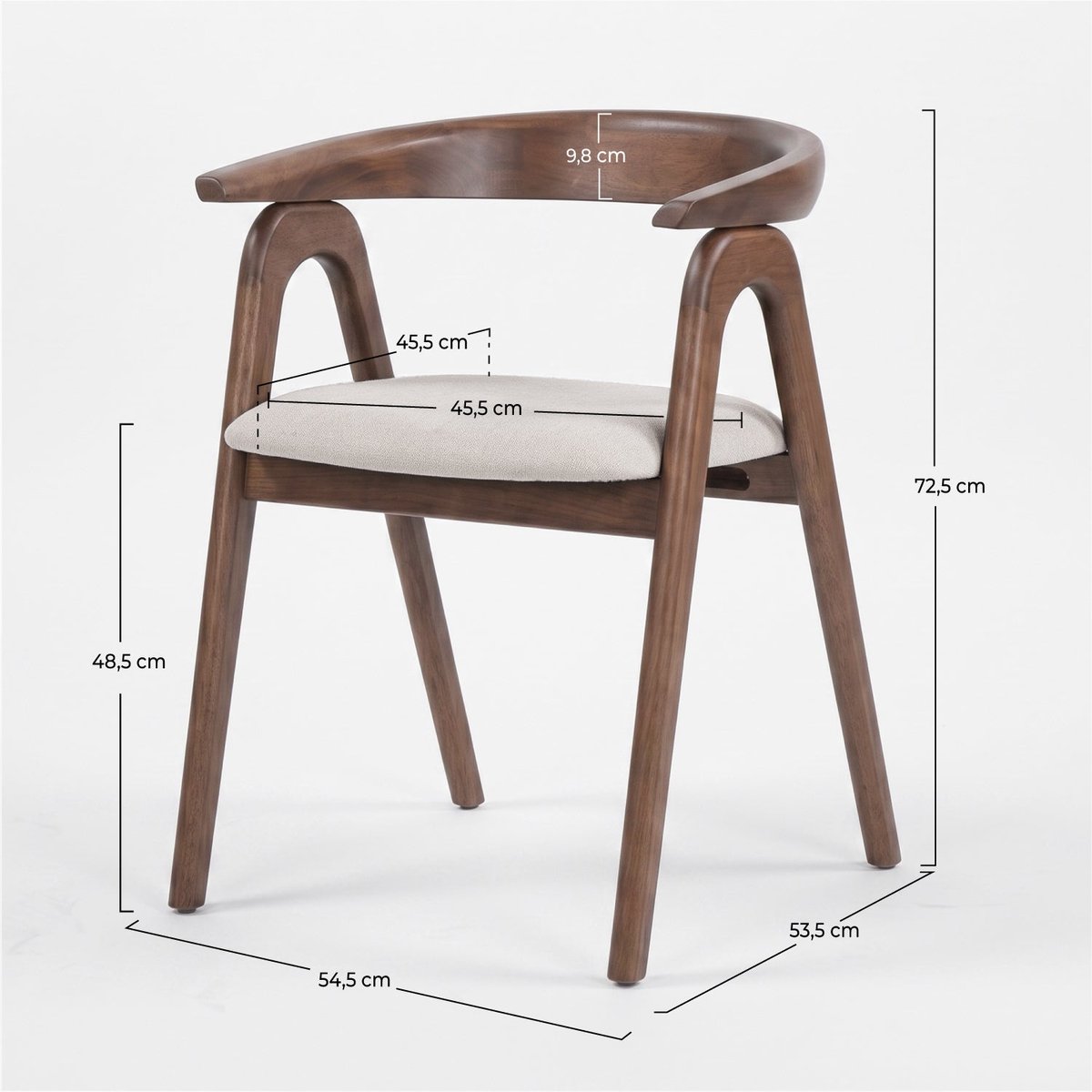 Chaise en bois d'hévéa et tissu - HAWA marron, MAISON PAVANE
