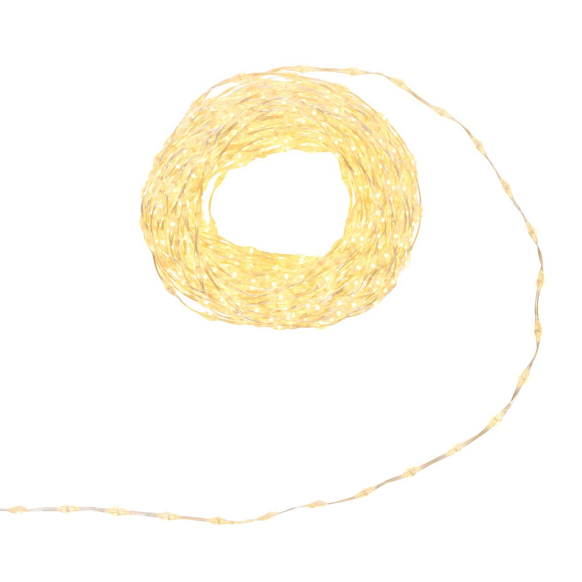 Guirlande lumineuse cluster d'extérieur 15 m 1000 LED blanc chaud fil cuivre 8 fonctions solaire blanc chaud, ATMOSPHERA