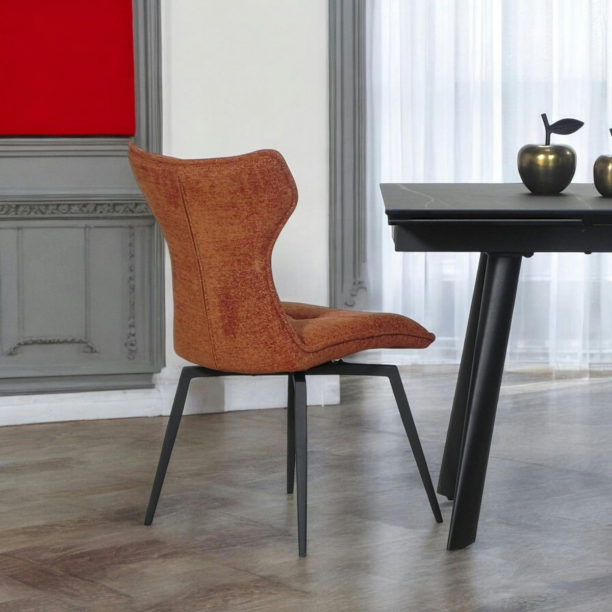 Chaise terracotta pivotante en velours avec passepoil (lot de 2) LOMBARDIE brique, PIER IMPORT