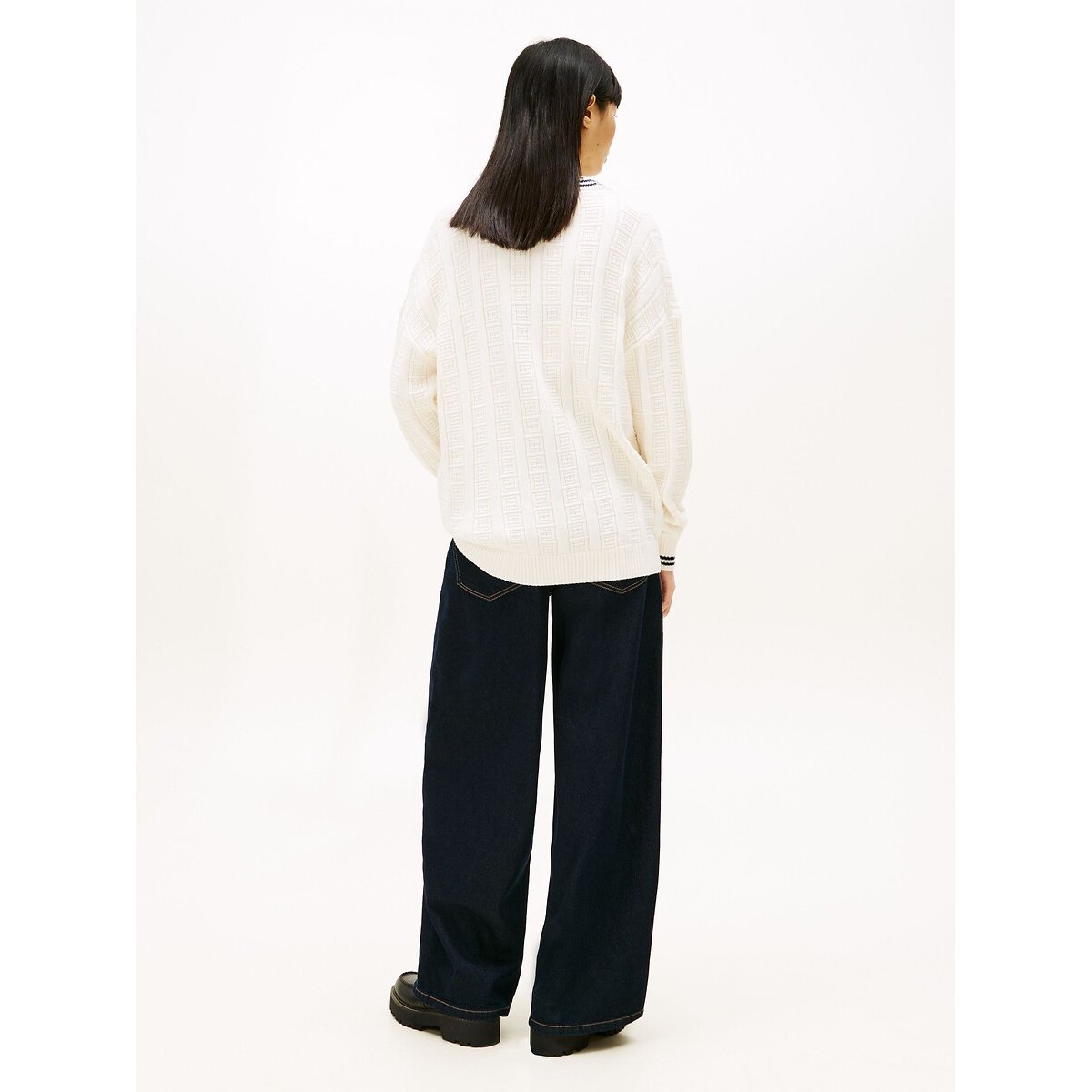 V-Neck Cardigan ecru , TOMMY JEANS
