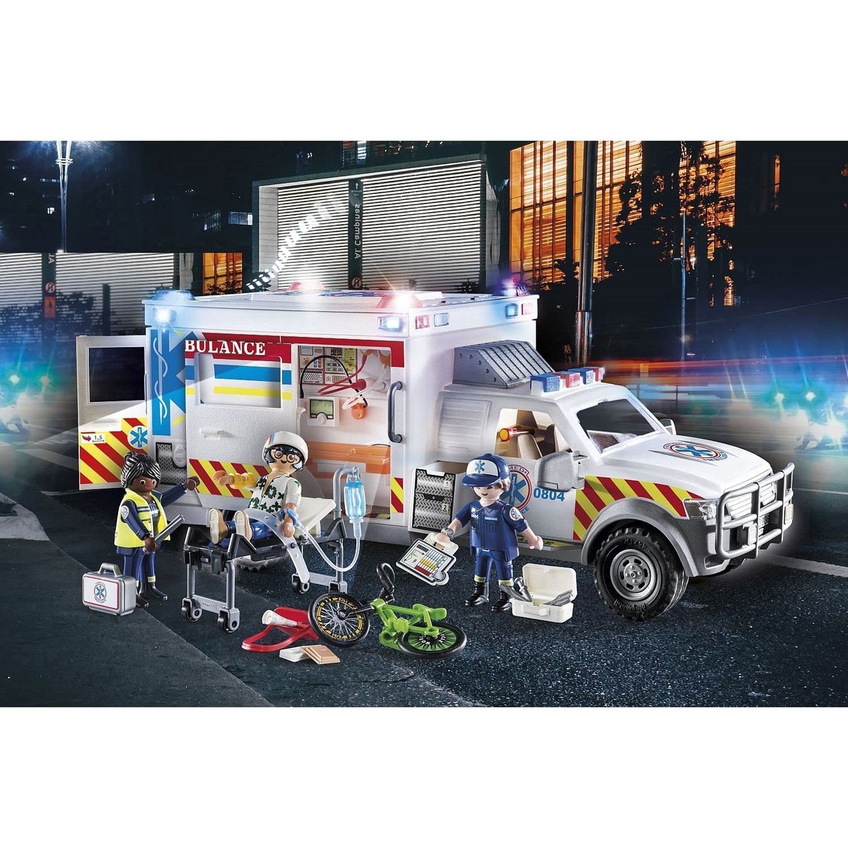 City Action Ambulance avec secouristes et blessé multicolore, PLAYMOBIL