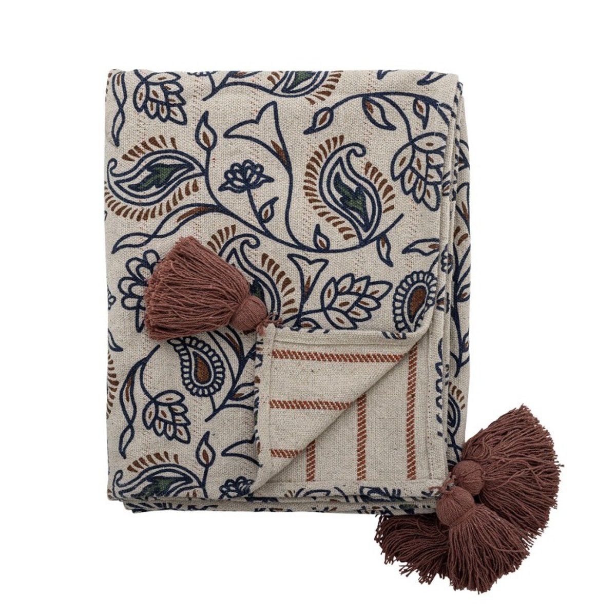 Plaid coton recyclé floral Paisley multicolore, BLOOMINGVILLE