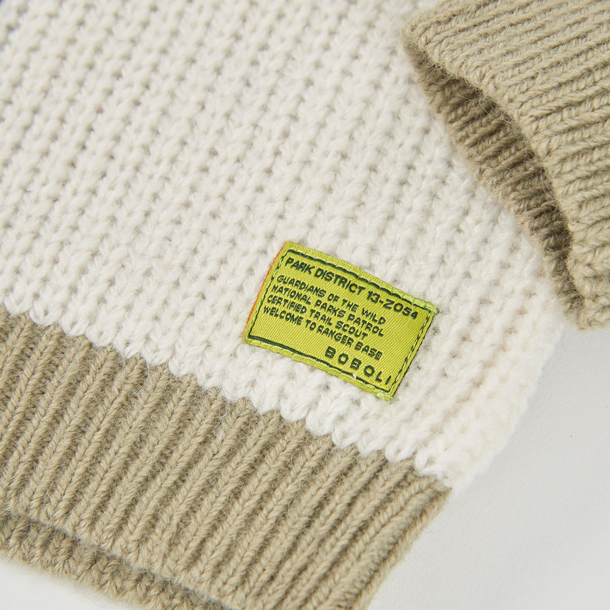 Pull garçon patchwork blanc, BOBOLI