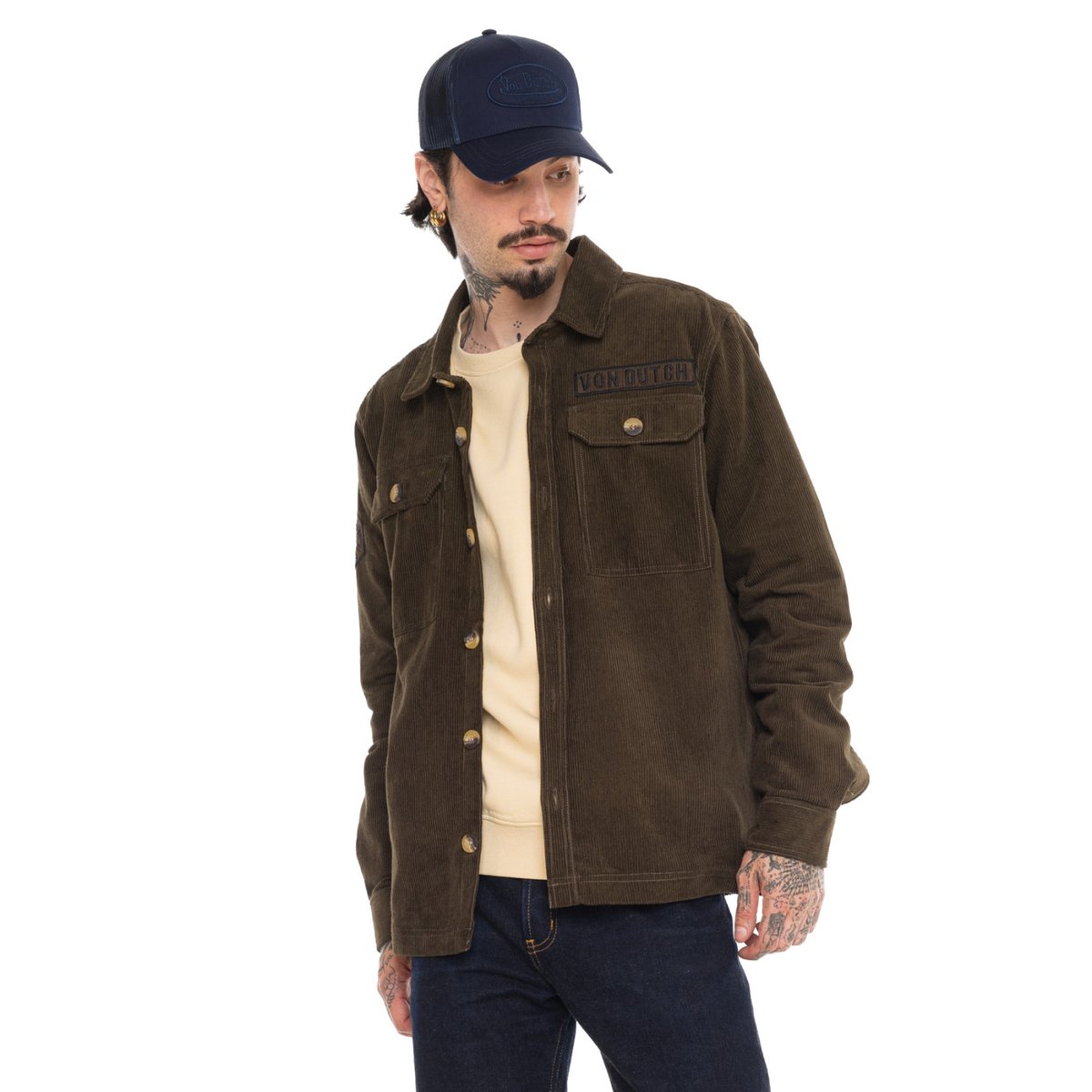 Surchemise coton 1929 kaki/noir, VON DUTCH