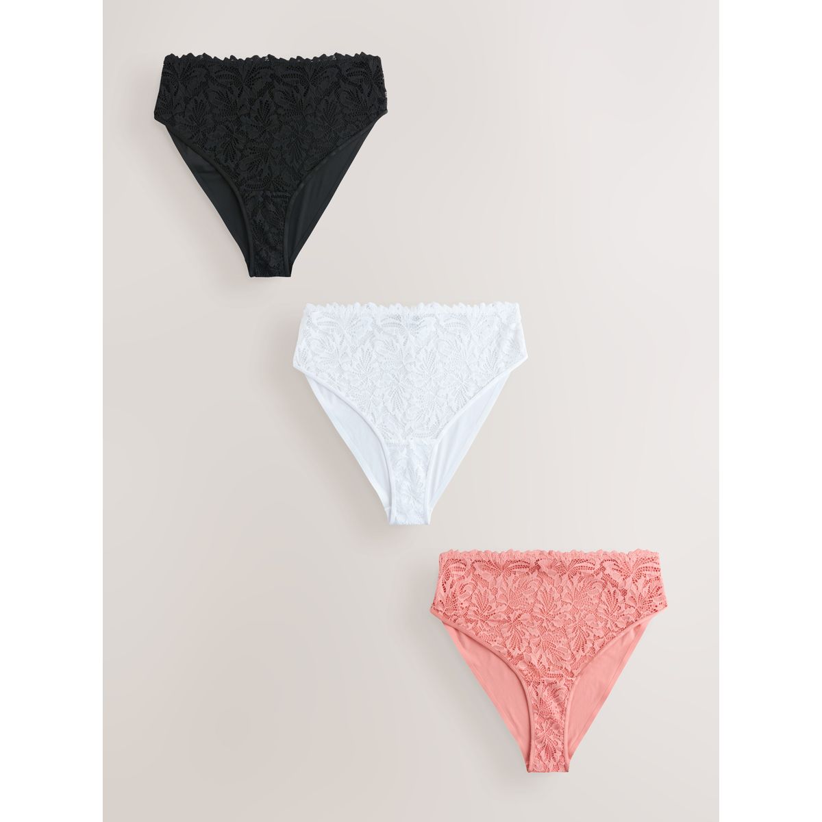 Culotte invisible avec dentelle, lot de 3 noir/ blanc/ chair, NEXT