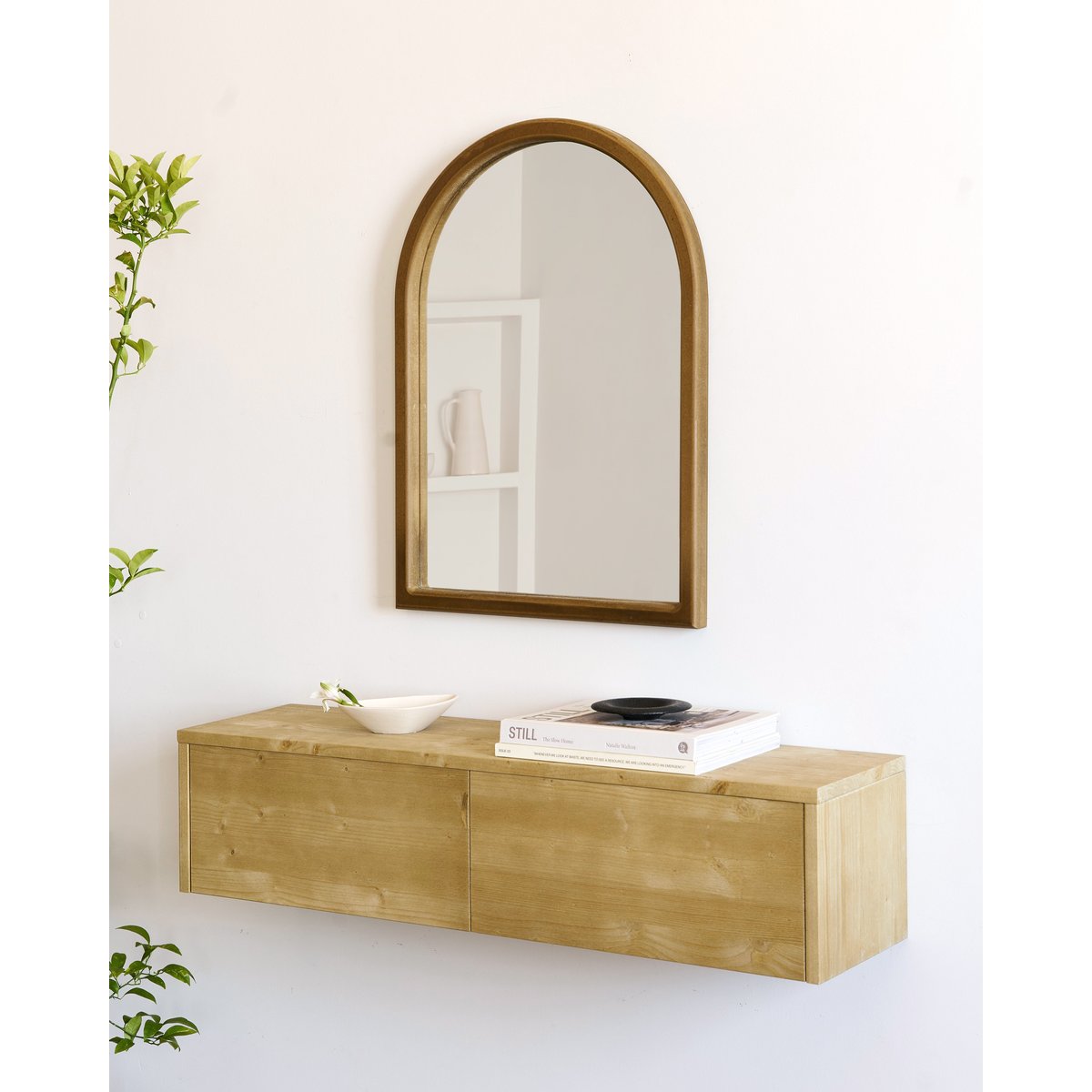 Console murale d’entrée en bois naturel - GINA olivier, HANNUN