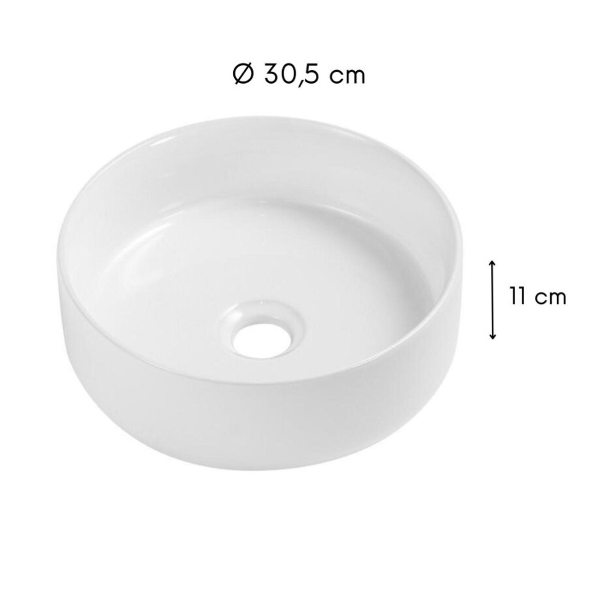 Vasque à poser ronde en céramique blanche 30cm MII blanc, MOB IN