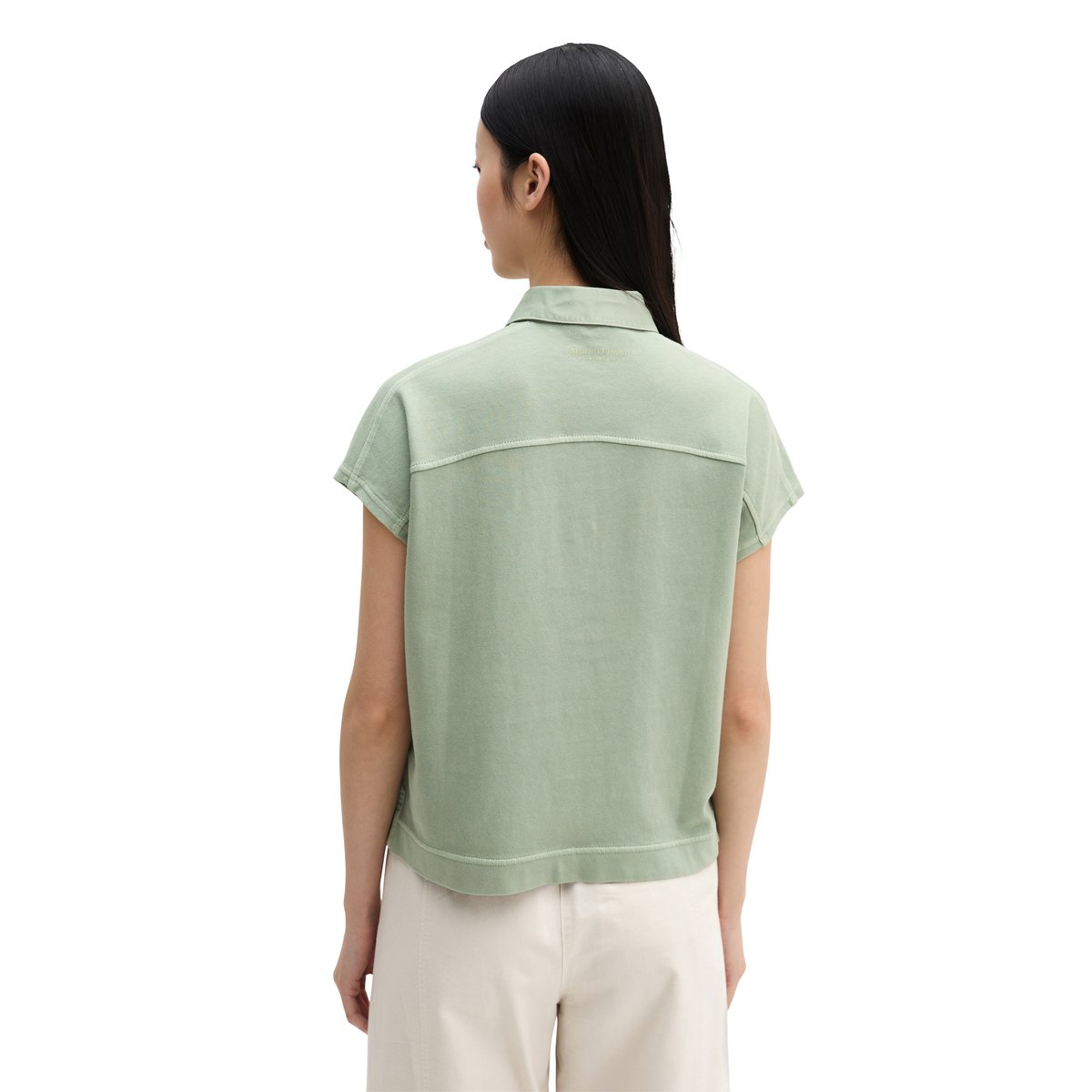 Polo loose en single jersey doux vert clair, MARC O'POLO