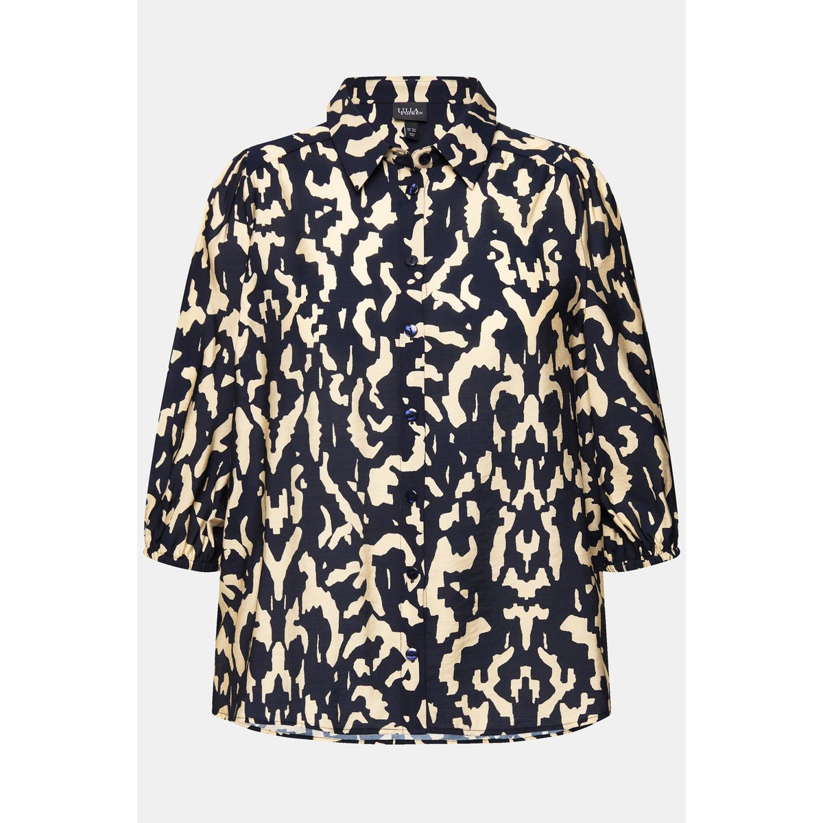 Blouse oversize, col chemise et manches 3/4 champagne clair, ULLA POPKEN