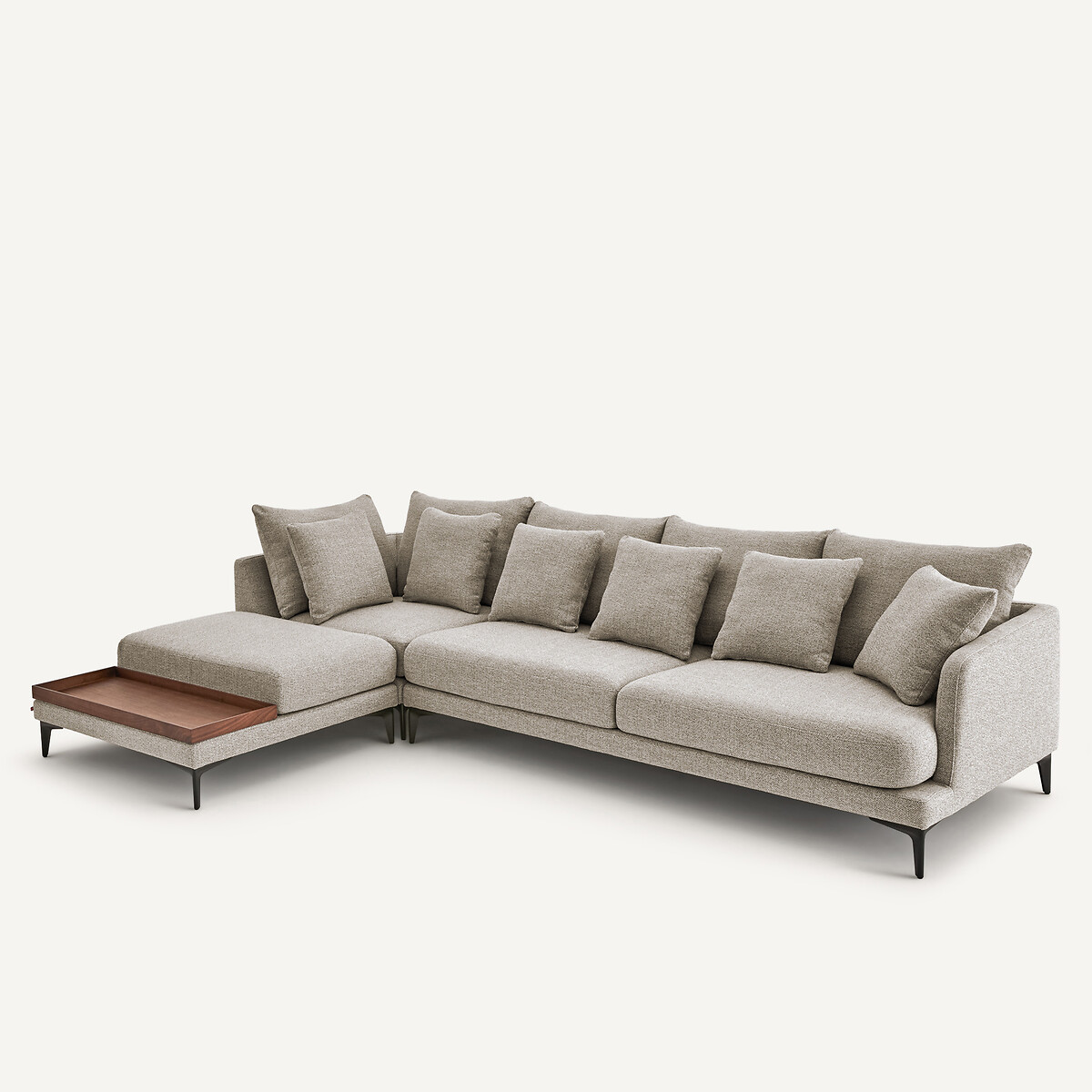 Canapé d'angle en mélange texturé, MODERNISTE beige, EMMANUEL GALLINA X AM.PM