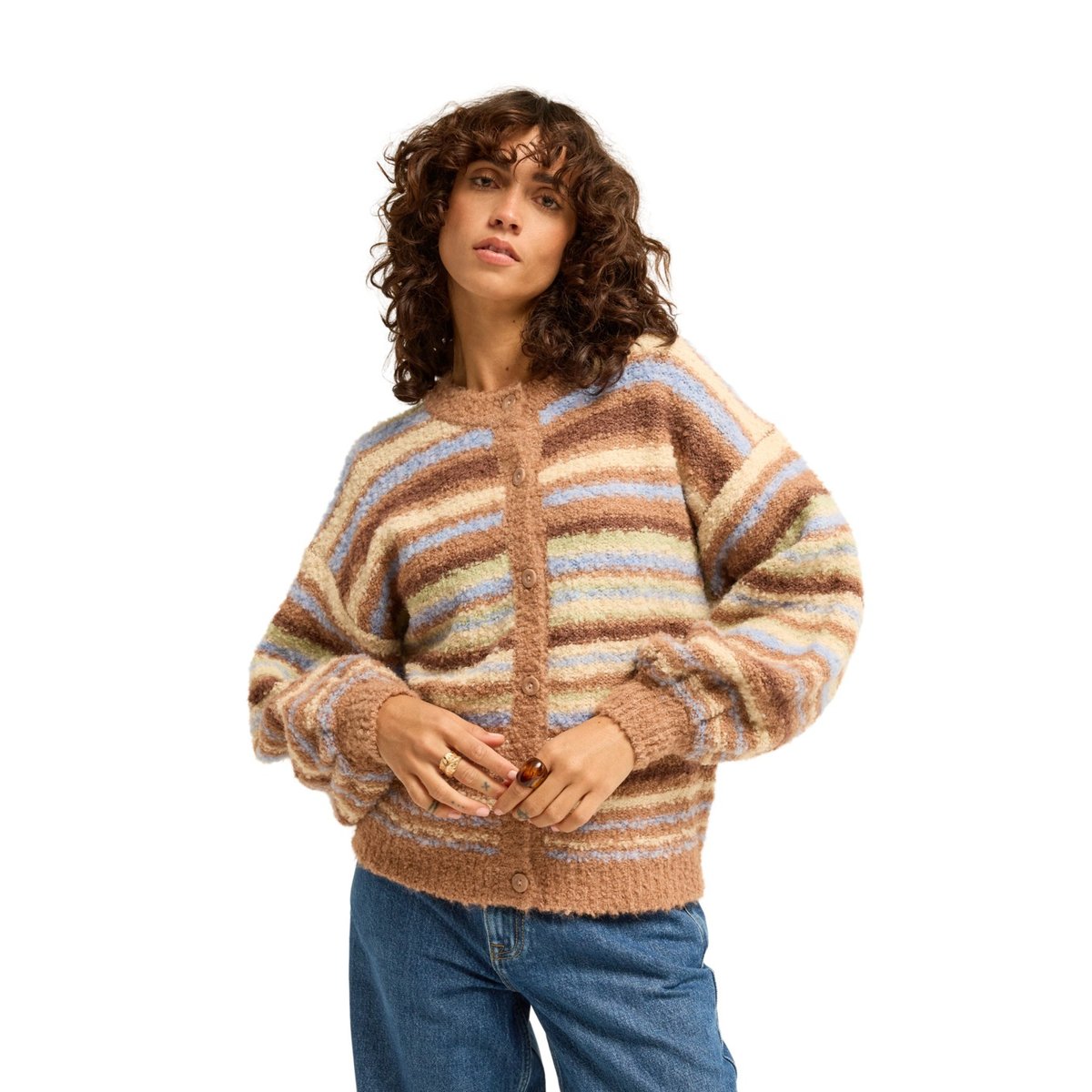 Gilet en tricot BAYSIDE STRIPES rouge sugar almond, BILLABONG