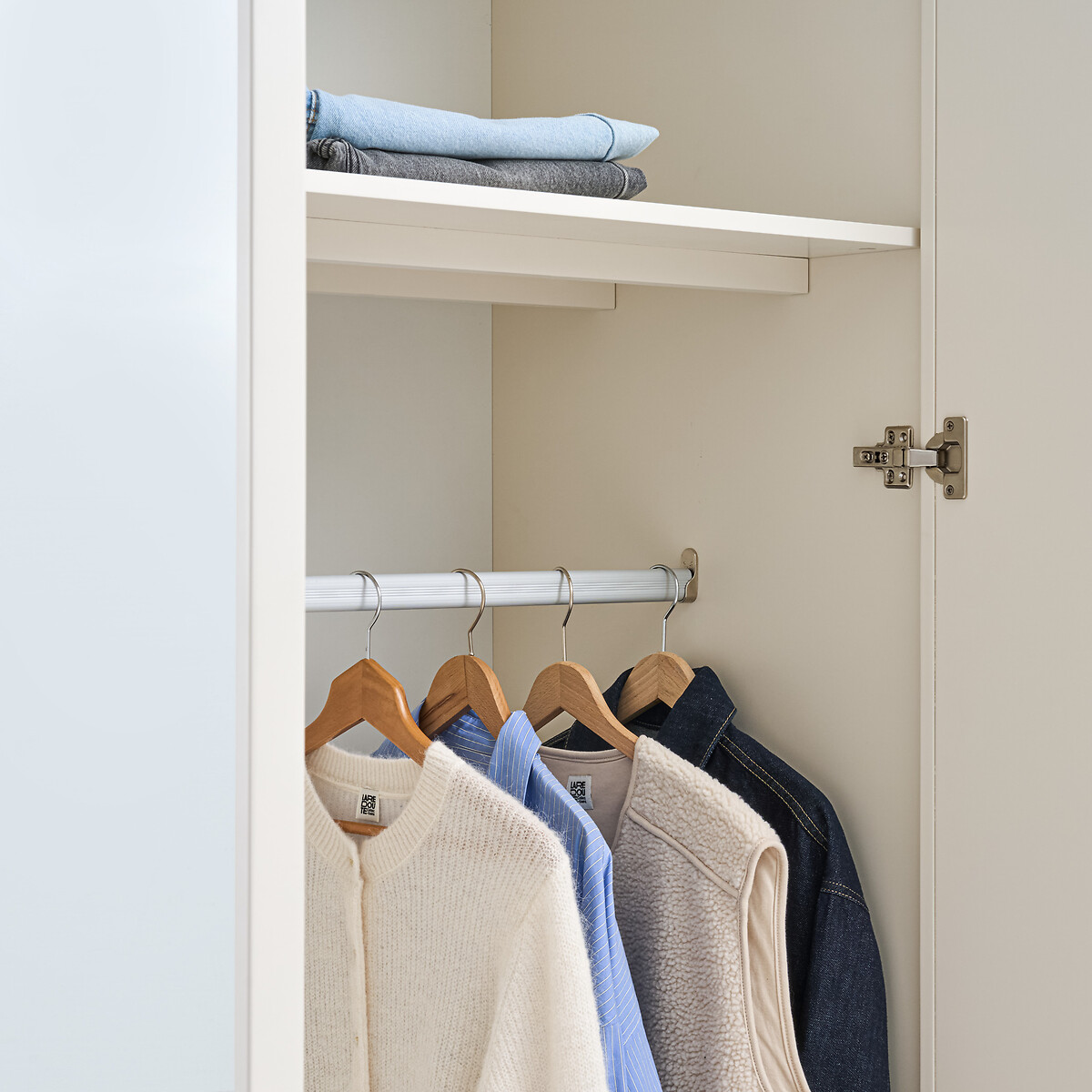 3-deurs kledingkast, 1 met spiegel, garderobe en linnenkast, PARRO keikleur, LA REDOUTE INTERIEURS