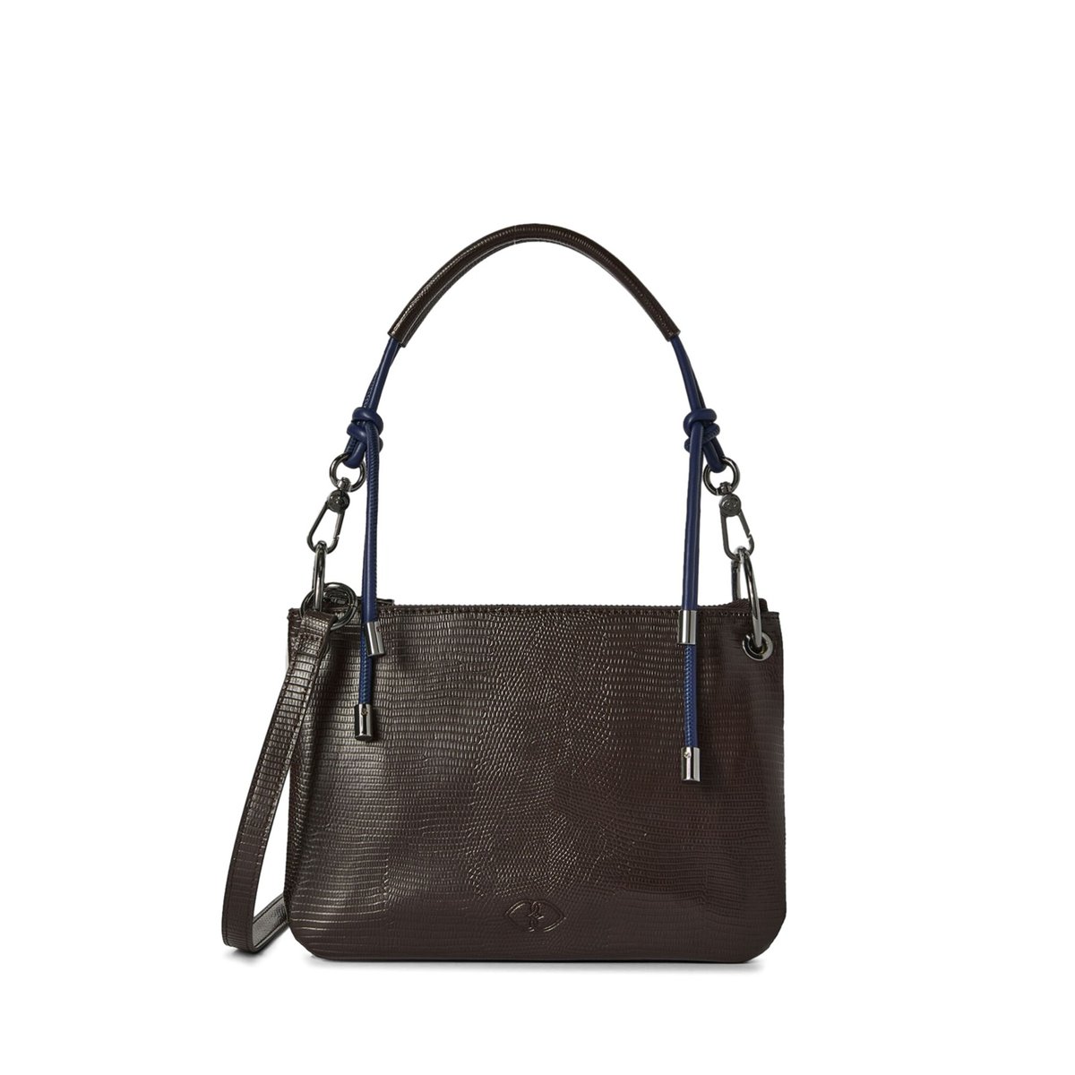 Sac jumelles en tissu enduit effet python marron, MOTIVI