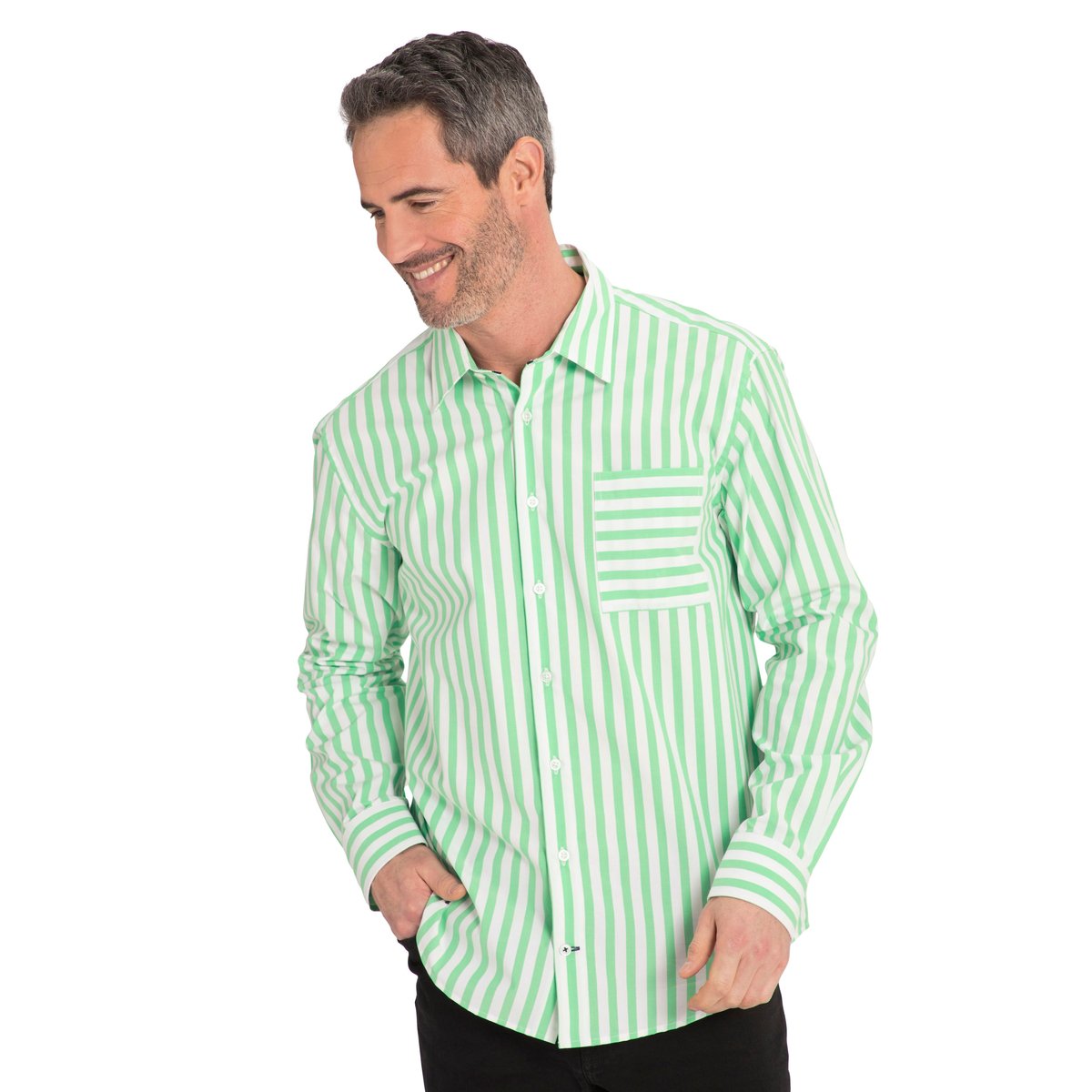 Chemise Modern Fit à rayures vert clair, JP1880