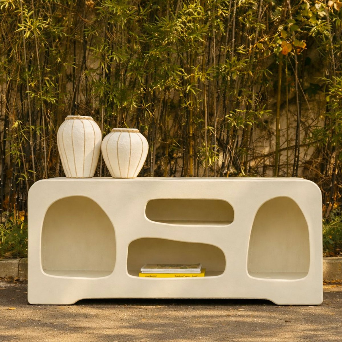 Console niches design blanc 136x36x60cm blanc, WADIGA