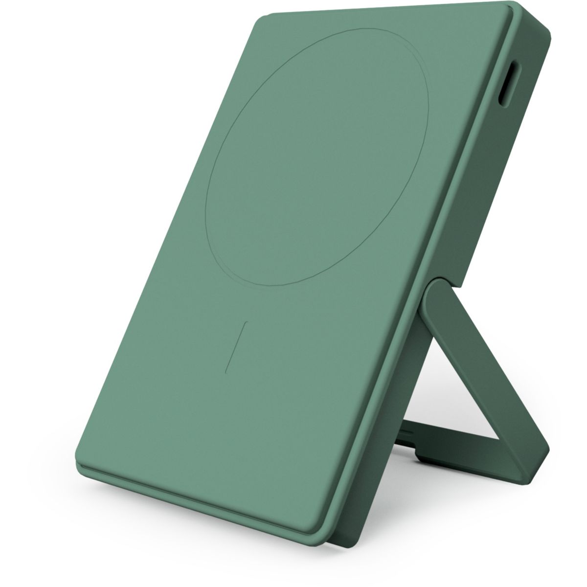 Batterie externe 5000 mAh Qi2 MagSafe avec bequille vert couleur unique, CASYX