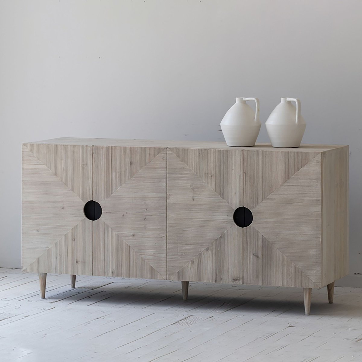 Bahut 4 portes en pin recyclé beige, NOW'S HOME