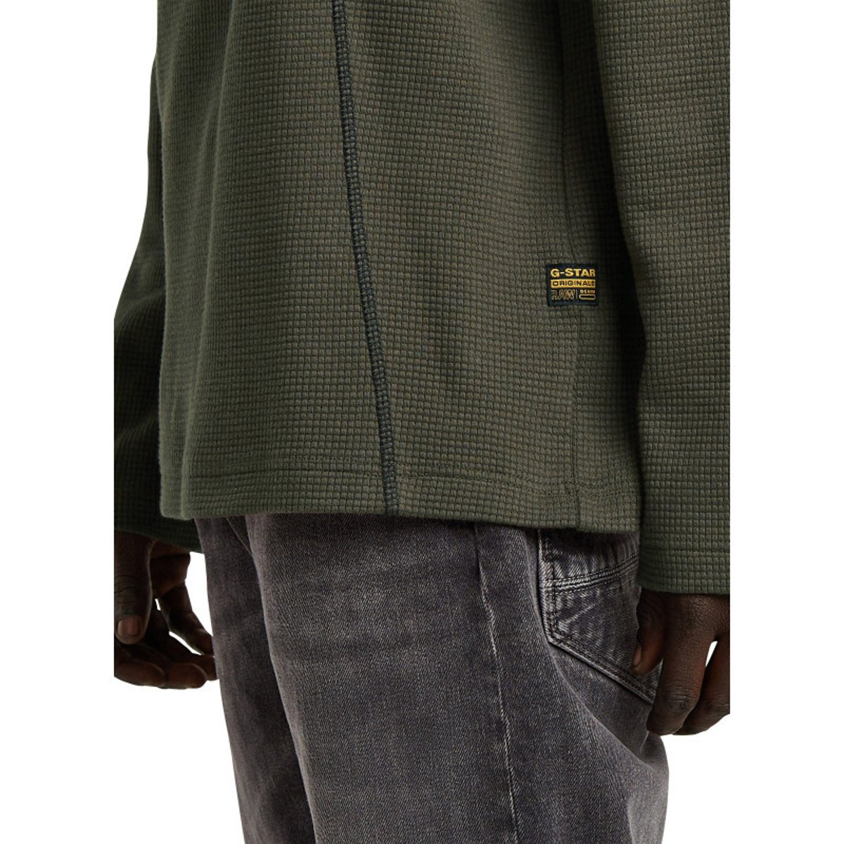 T-shirt en coton noir uni avec un col rond et une coupe droite gris, G-Star RAW