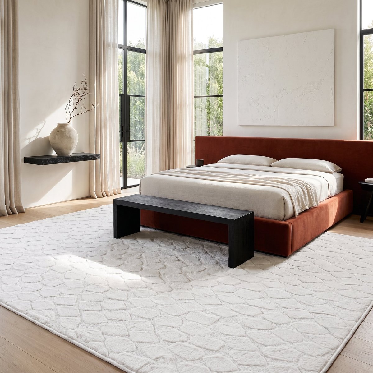 Tapis à relief  extra-doux SEVENTY blanc, touch, THE DECO FACTORY