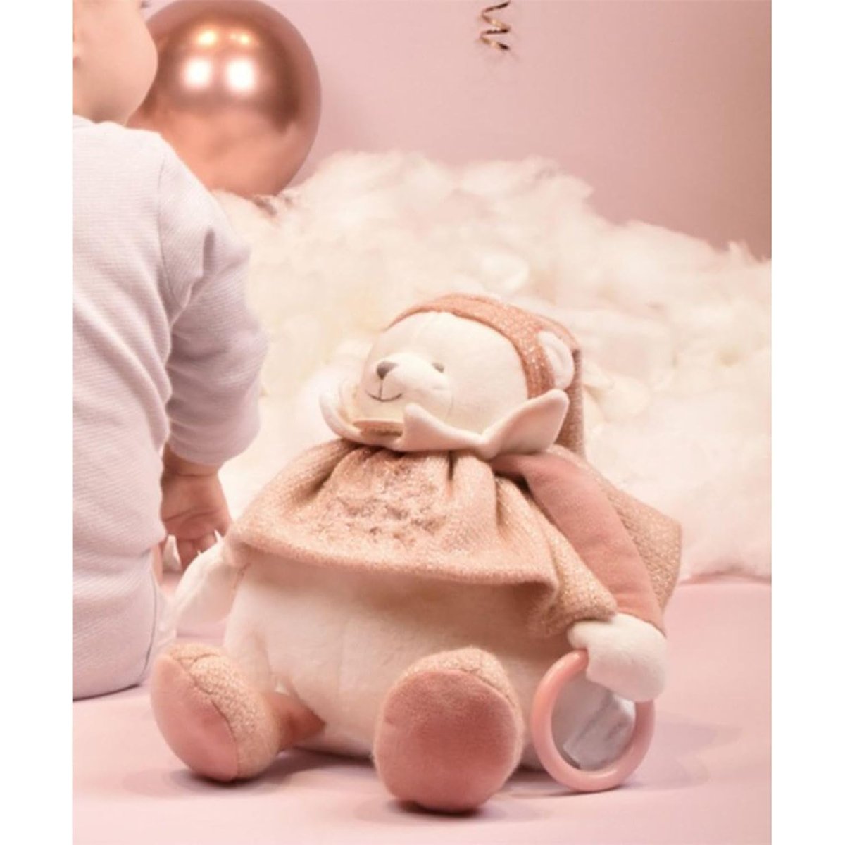DOUDOU 25 ANS - OURS ROSE Pantin d'activités couleur unique, DOUDOU ET COMPAGNIE