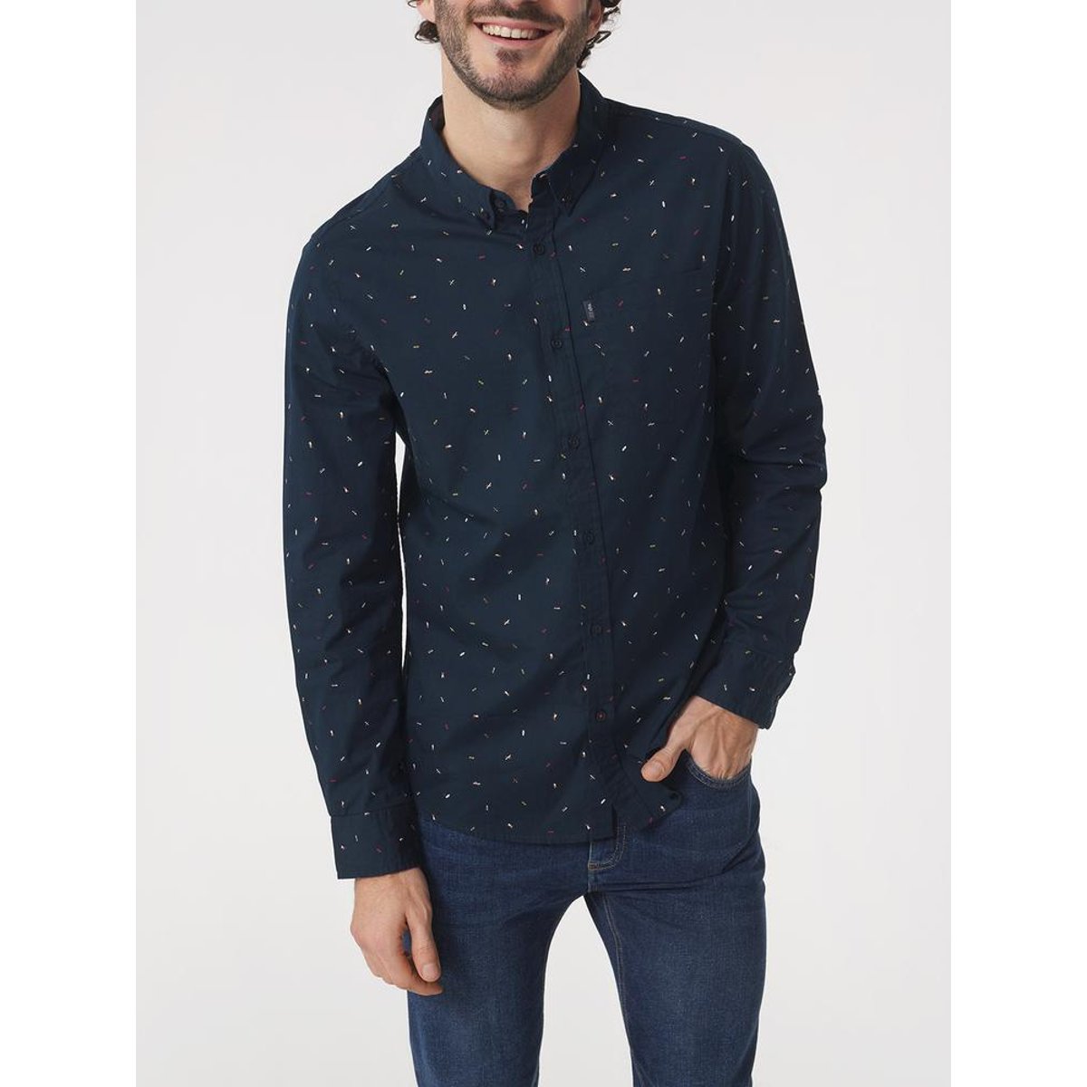 Chemise manches longues MARTYCHE14032 marine, TBS