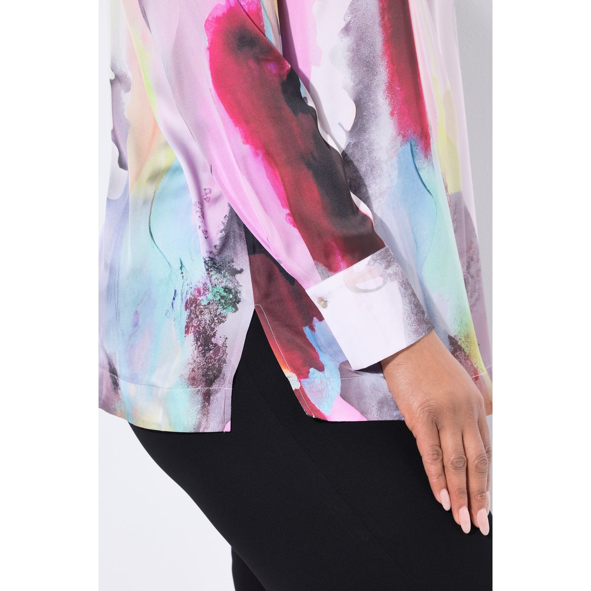 Tunique en soie motif aquarelle noir, ULLA POPKEN