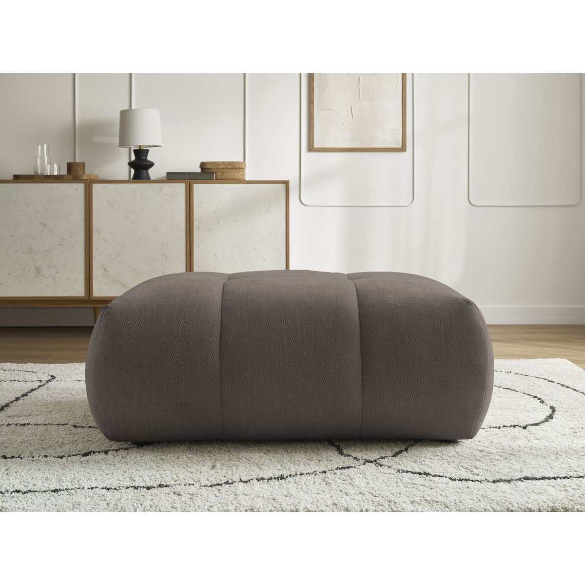Pouf tissu lisse, FUJI marron, BOBOCHIC