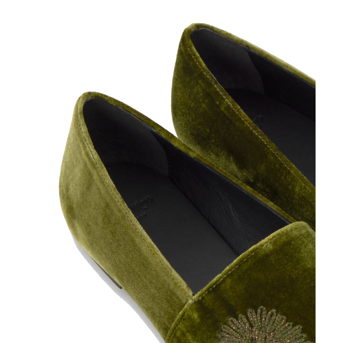 Slip on en velours brodé GISELE vert olive, CASTANER