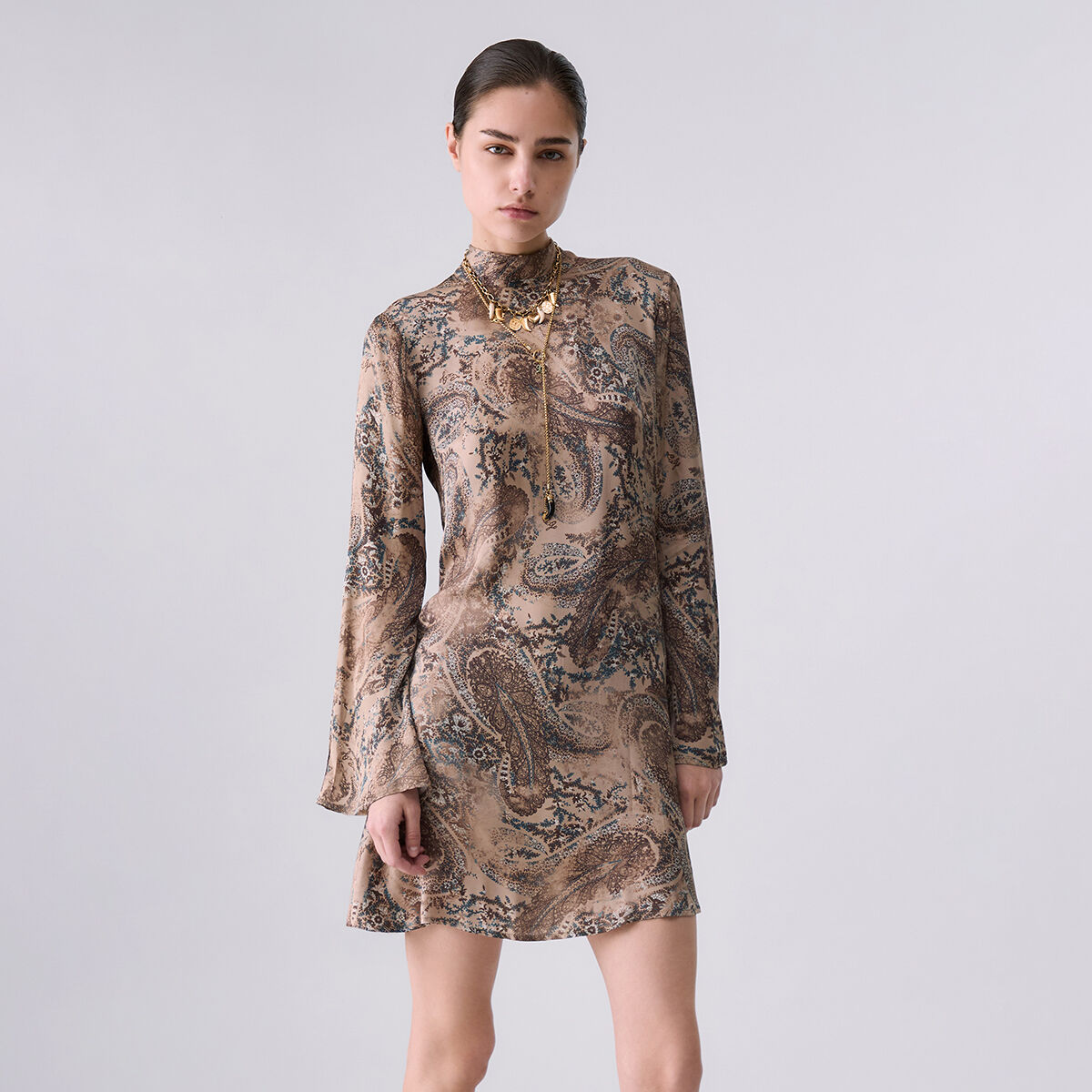Robe Courte en Satin Imprimé cachemire, LIU JO