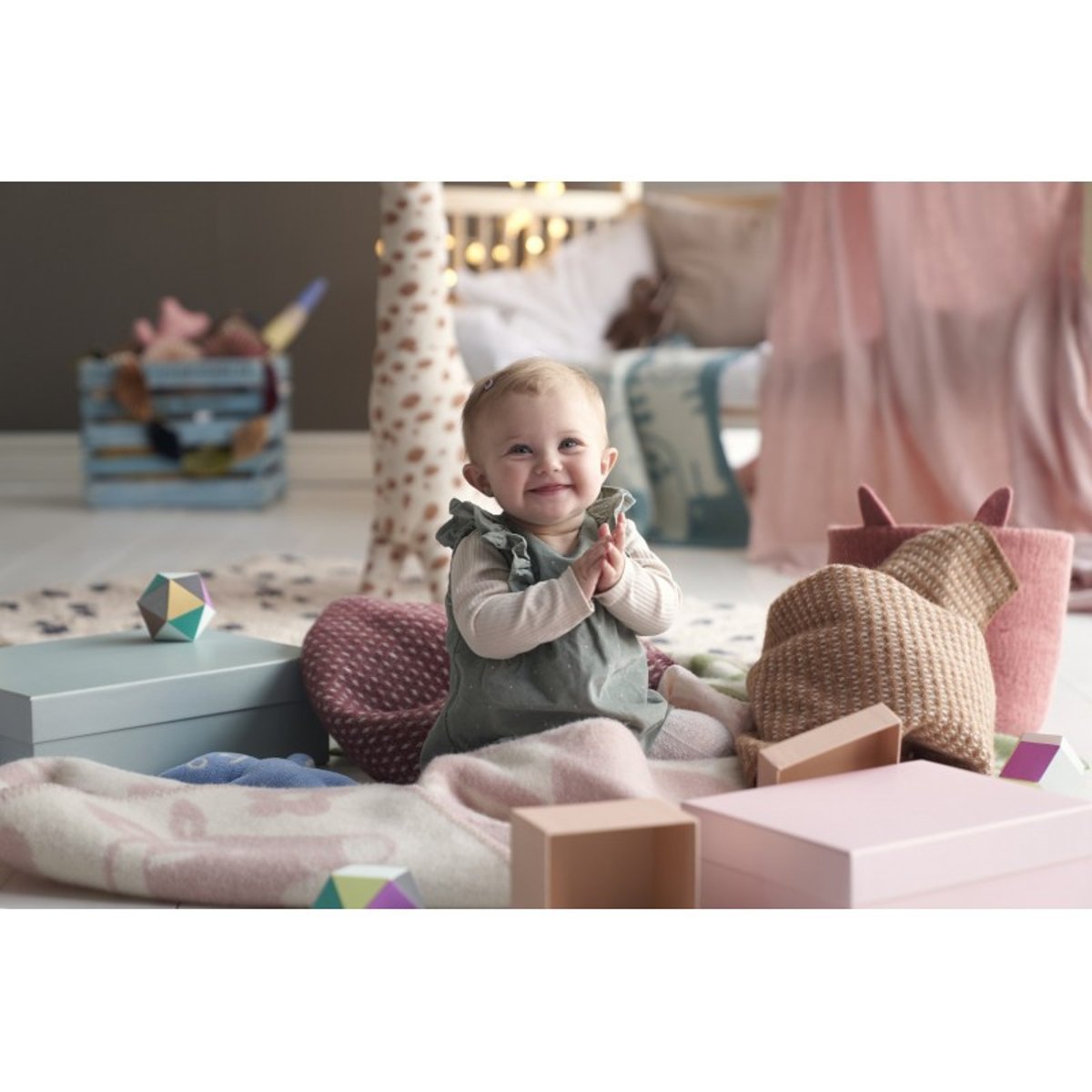 Plaid bébé laine agneau bio  Picnic rose, KLIPPAN
