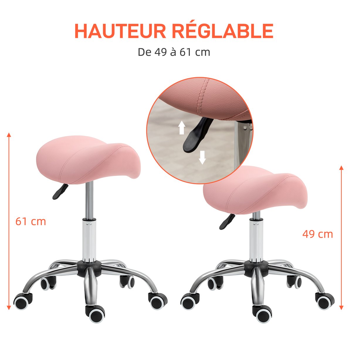 Tabouret de salon Polyuréthan Rose rose, HOMCOM