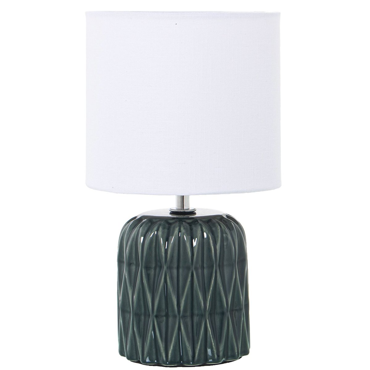 Lampe à poser en céramique bleu et abat-jour blanc bleu, WADIGA