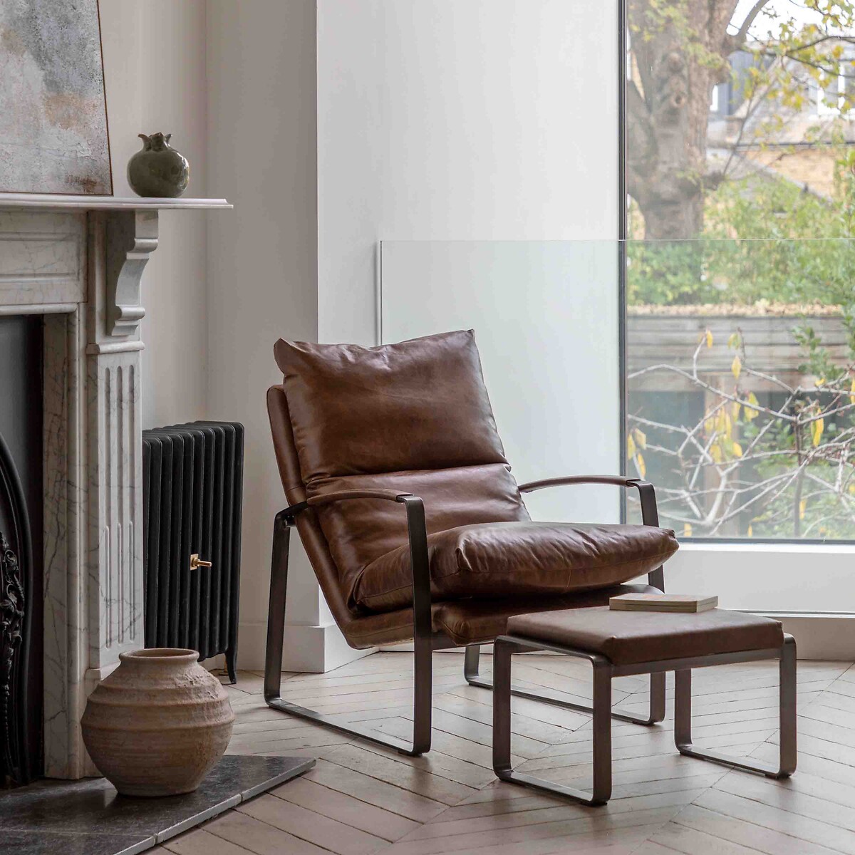 Fabian Leather Lounger Chair brown leather, ÉDITÉ