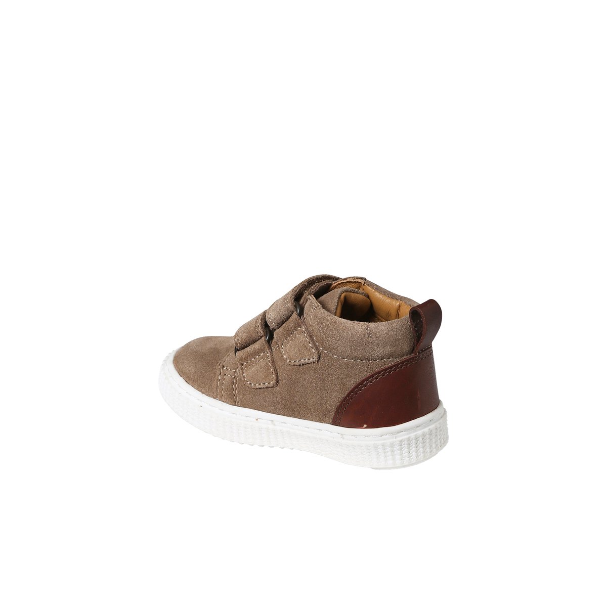 Bottines bébé cuir à scratchs taupe, VERTBAUDET