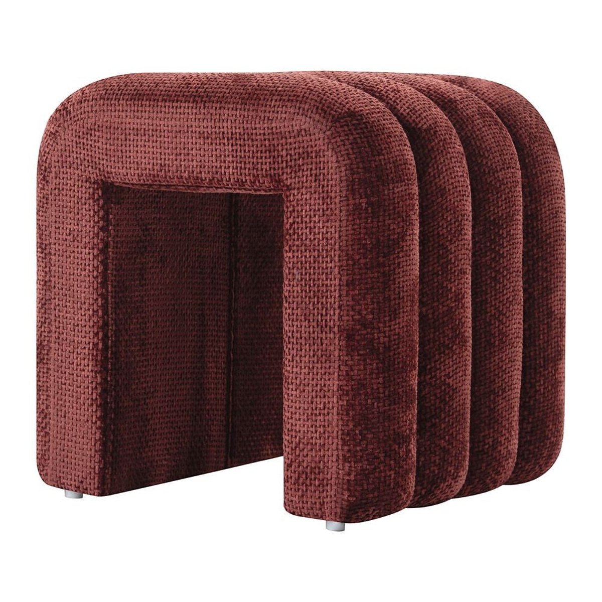 Pouf tissu chenillé bordeaux, ZAGO