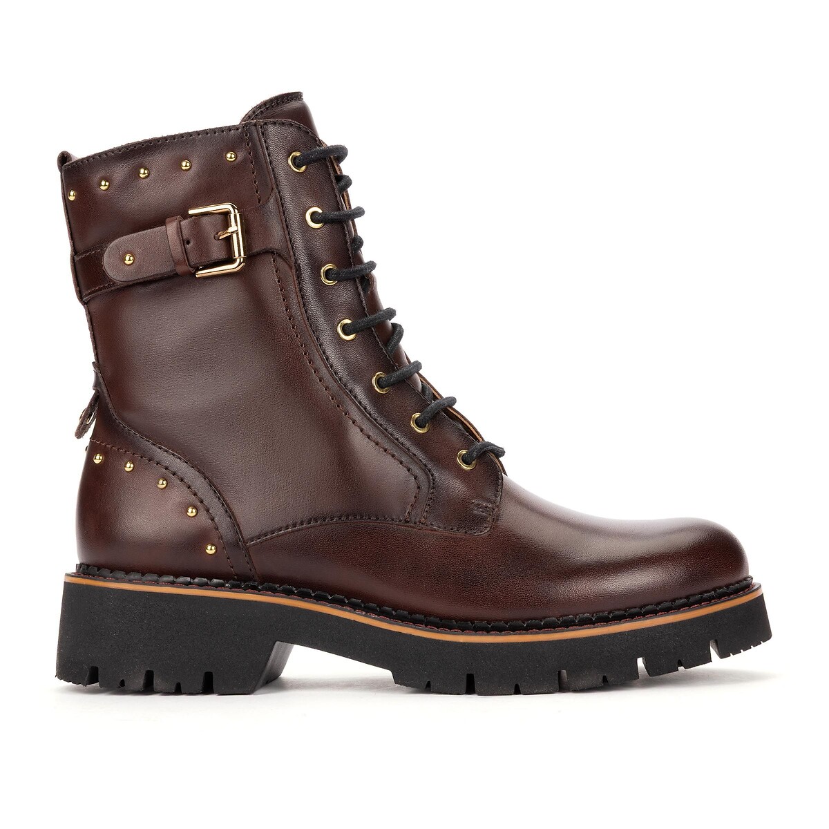 Schnürstiefel aus Leder mit Nieten, VICAR dunkelbraun, PIKOLINOS