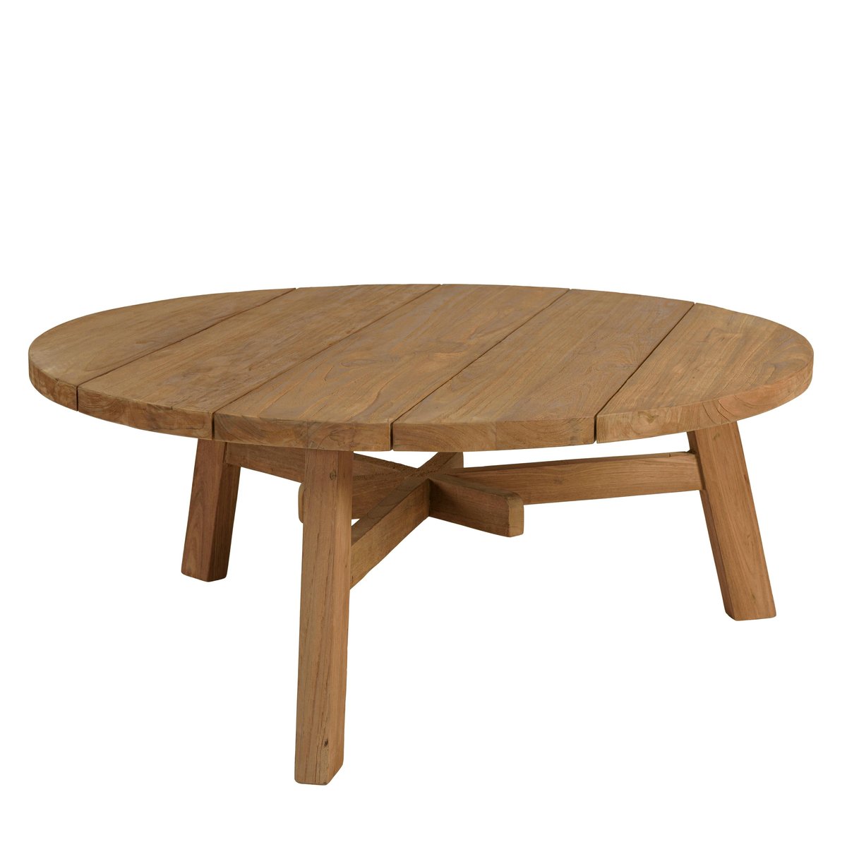 Table basse de jardin ronde en bois de teck recyclé naturel D95 cm SANTO bois naturel, PIER IMPORT