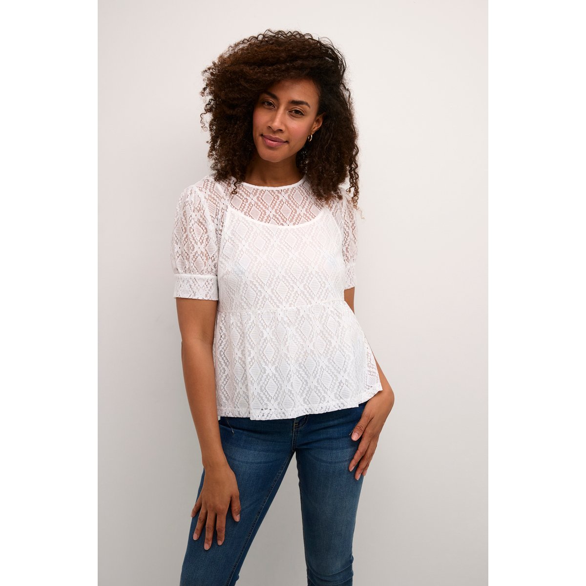 Short sleeved blouse blanc snow white, CREAM