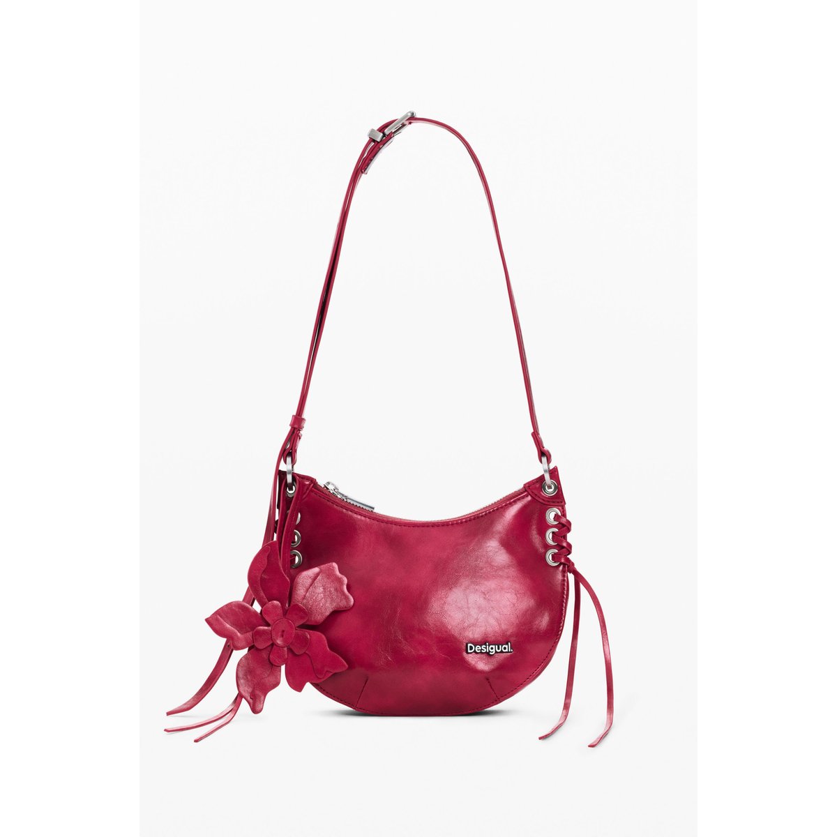 Porte-monnaie bandoulière fleur rouge, DESIGUAL