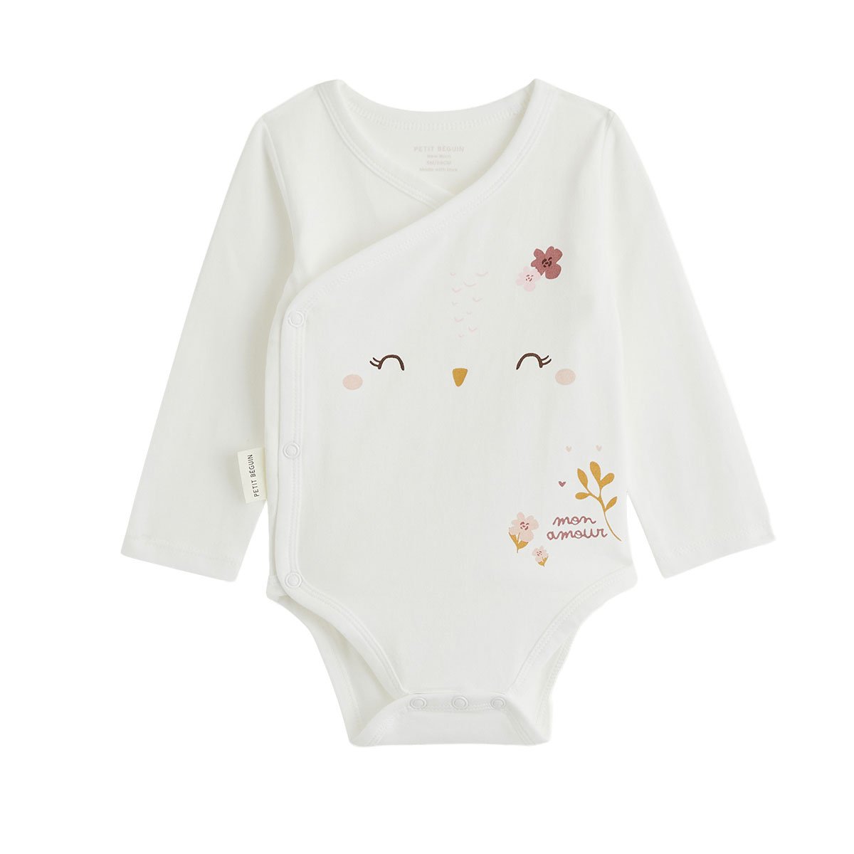 Lot de 2 bodies bébé manches longues ouverture croisée Miette rose, PETIT BEGUIN