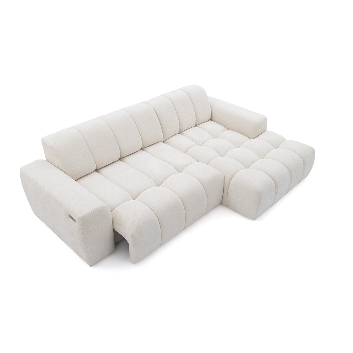 Canapé d'angle convertible 3 places en tissu chenille, THEO beige, BOBOCHIC