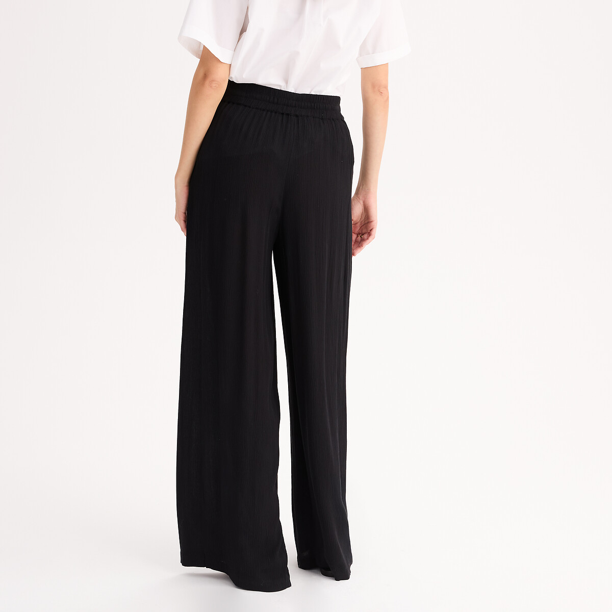 Pantalon large en crêpon noir, ANNE WEYBURN