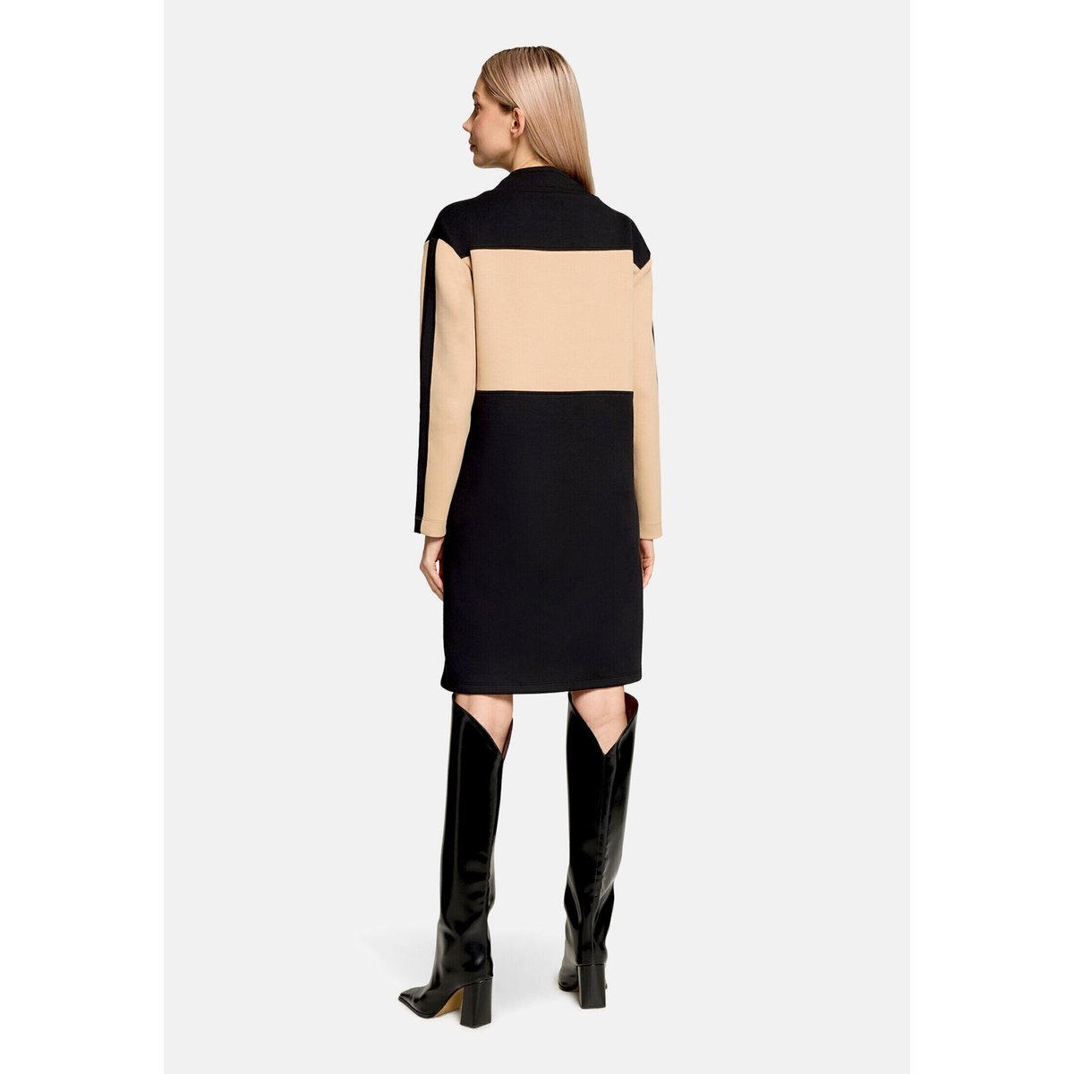 Robe en jersey à manches longues patch beige/black, BETTY BARCLAY