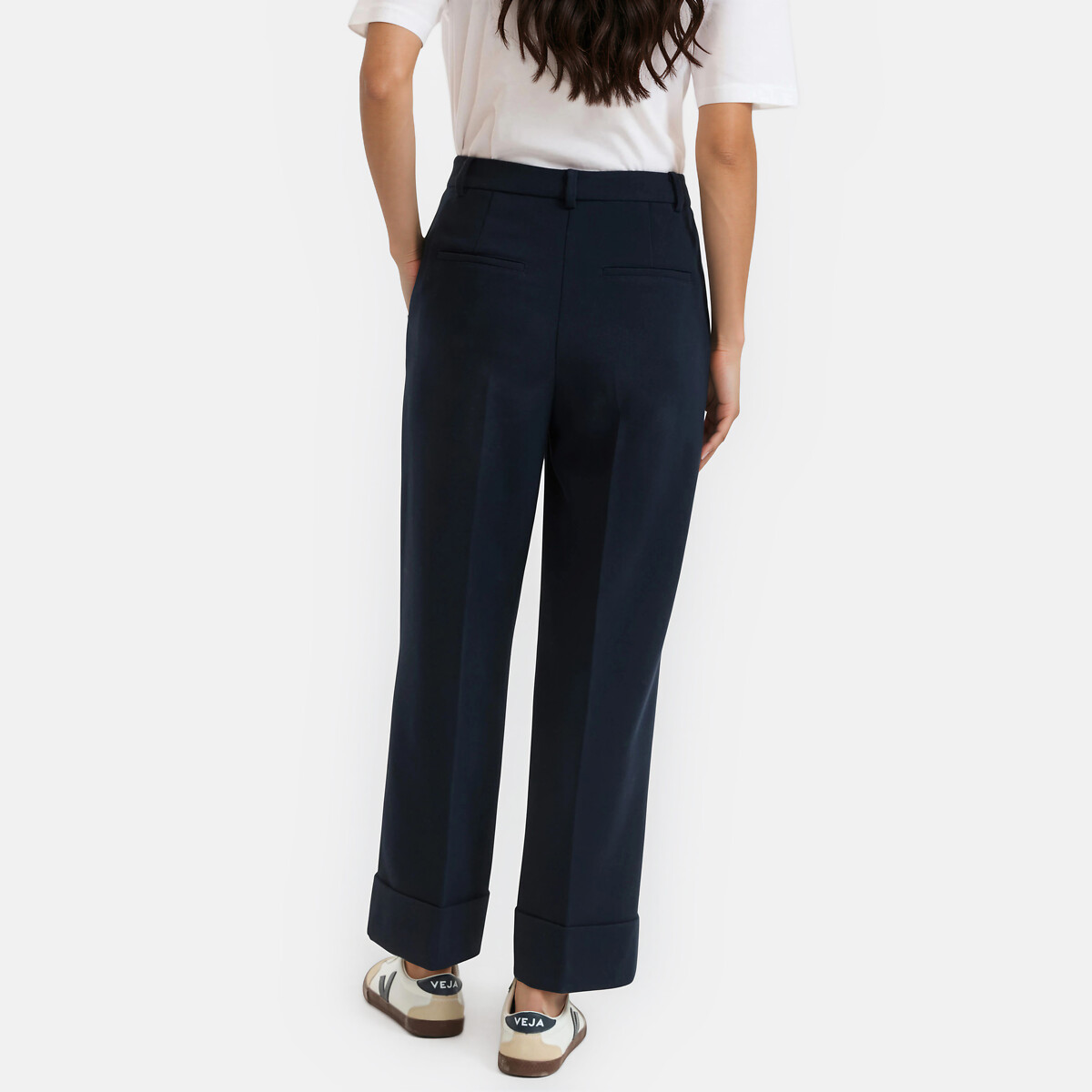 Rechte broek met hoge taille, 7/8 lengte marineblauw, LA REDOUTE COLLECTIONS