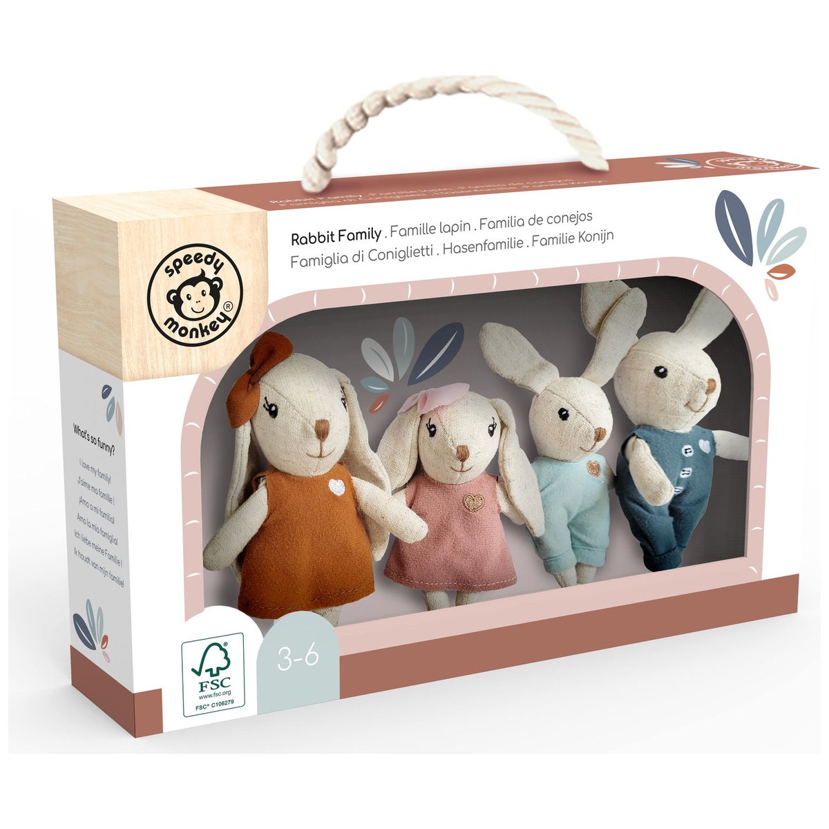 Famille lapin (4 personnages) multicolore, SPEEDY MONKEY