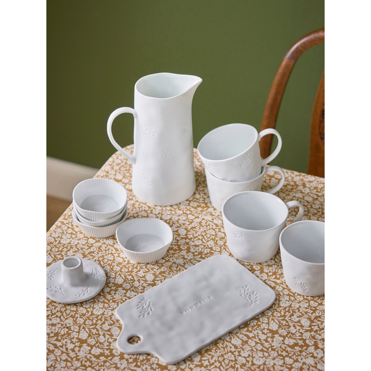 Bougeoir feuillage en céramique blanc pur, CYRILLUS
