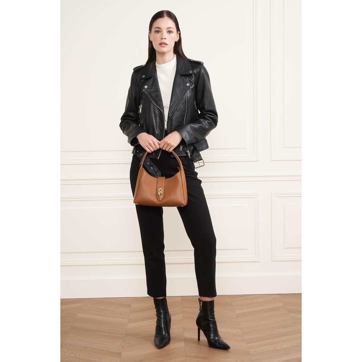 Sac hobo, Made in France TOP DOUBLE camel - in - orange, LANCASTER