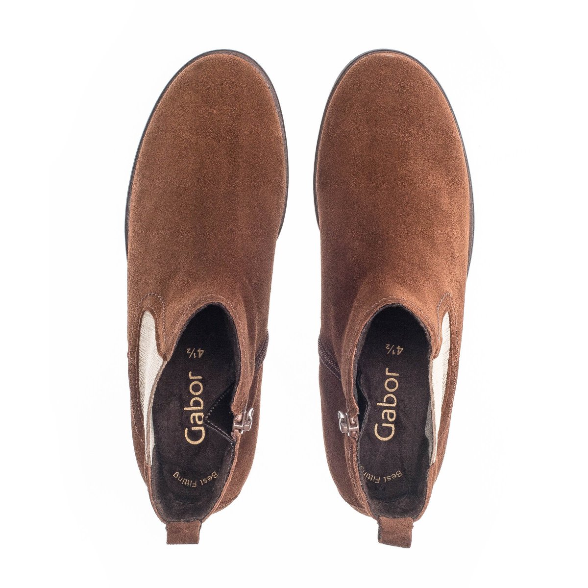 Bottines en cuir à talon décroché marron, GABOR